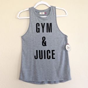 NWT "GYM AND JUICE" GRAY WORKOUT TANK